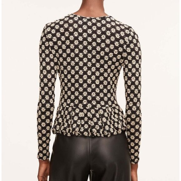 Rebecca Taylor | Black & Cream Floral Lace-Detail Peplum Top - Picture 5 of 6